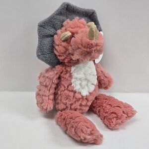 Plush Triceratops Dinosaur Toy - Pink and Gray